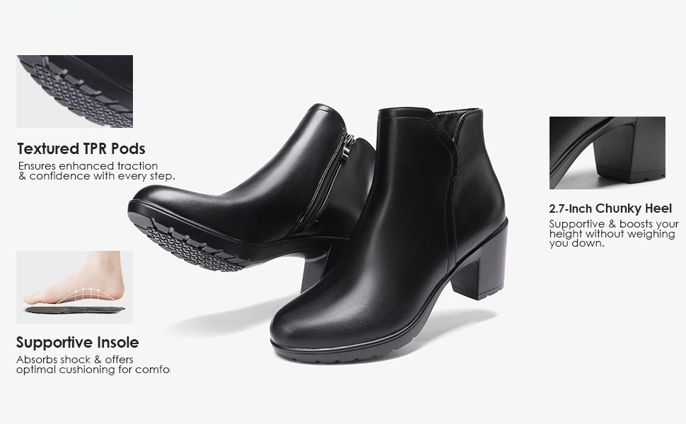 Almond Toe 2.5 Inch Block Heel Ankle Boots DREAM PAIRS